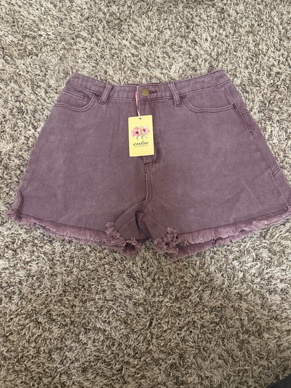 Entro Mauve Star Patch High Rise Denim Shorts NWT Size Small